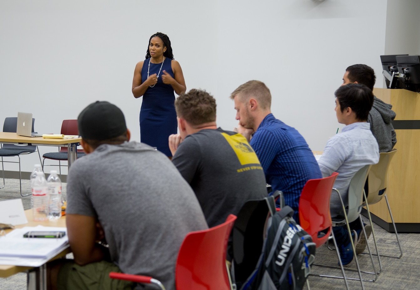Prof. Camille Rich instructs our 2018 cohort of Warrior-Scholars (USC Photo/Josh Byun)