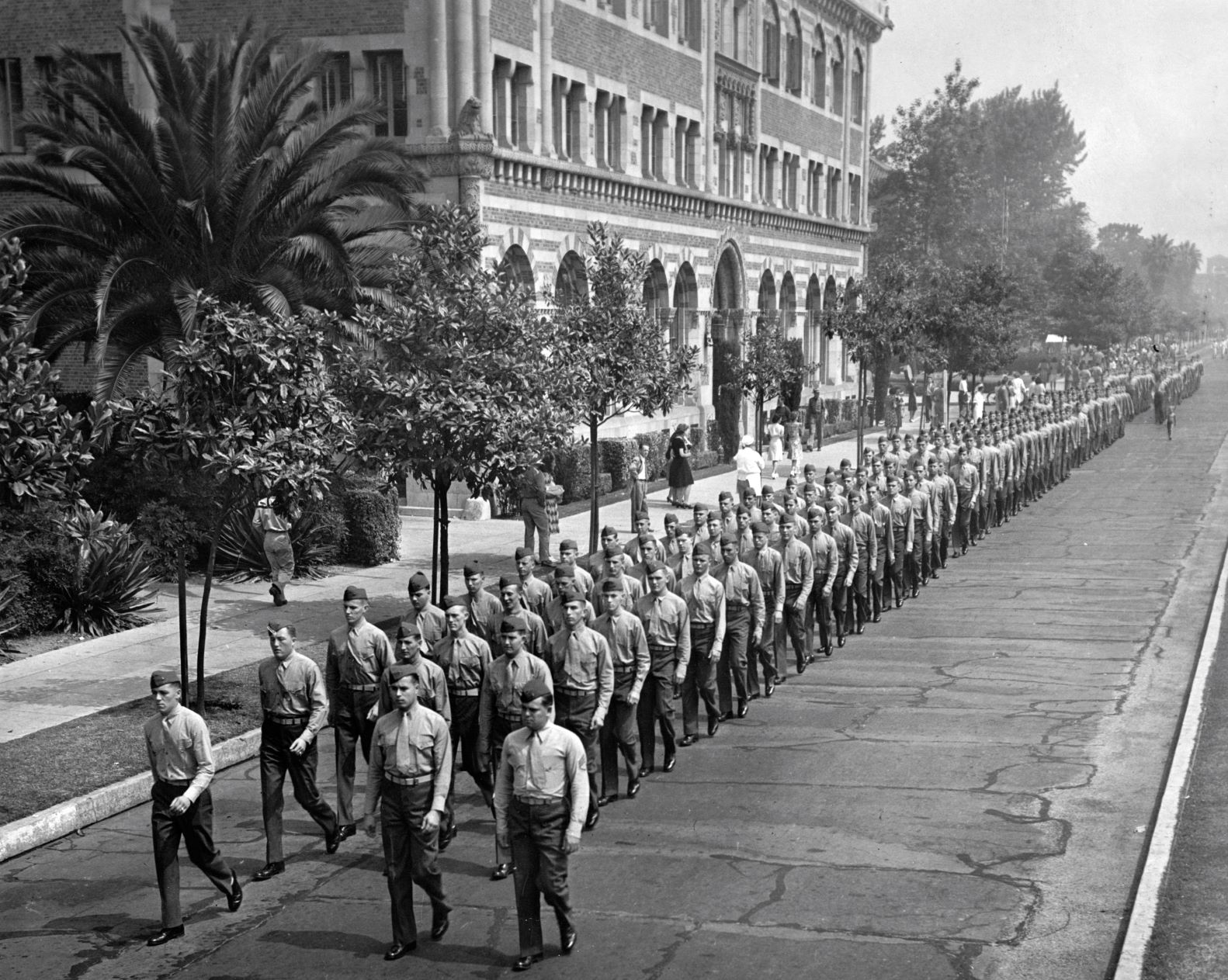 Military men marching