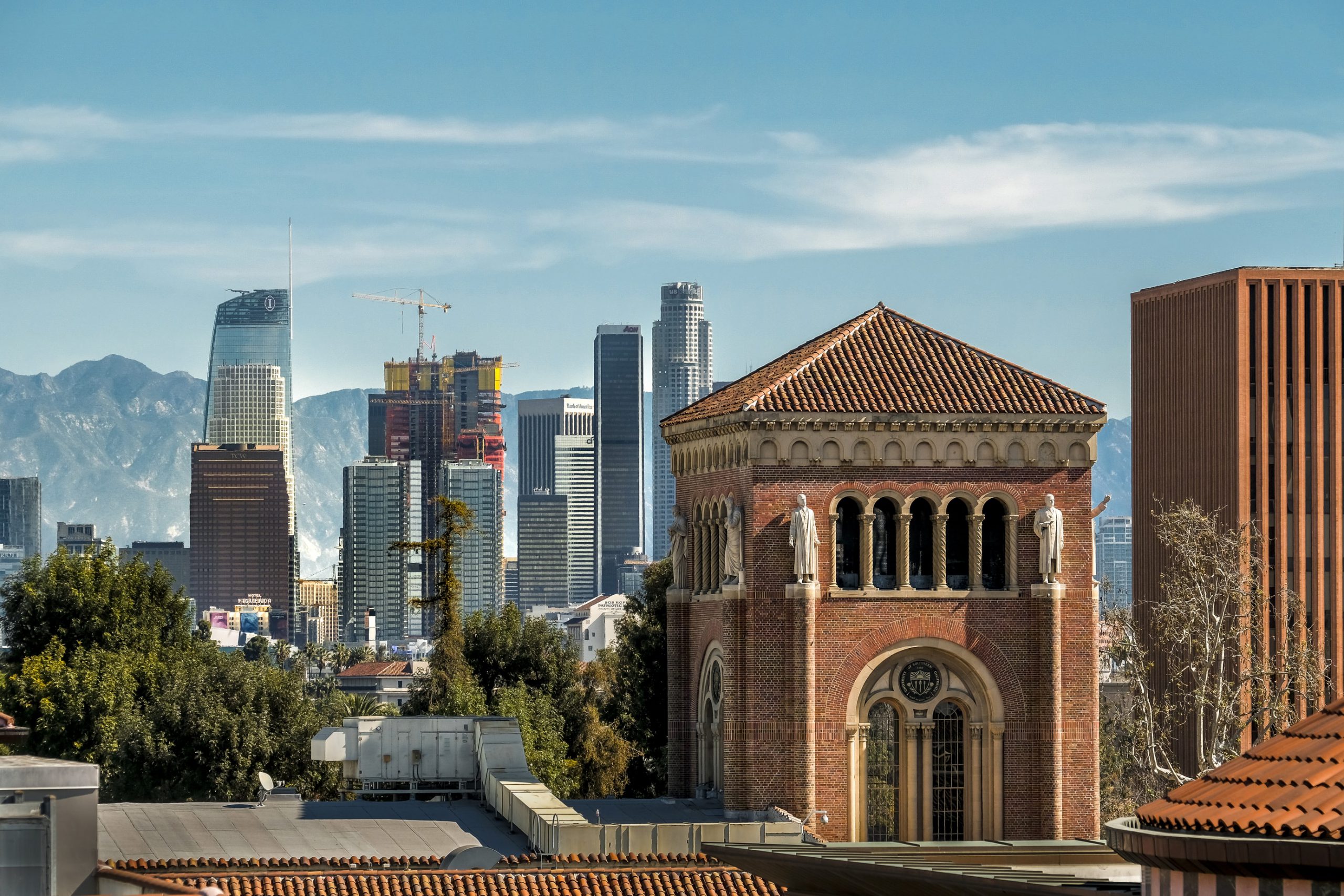 USC with Downtown Los Angeles in Background